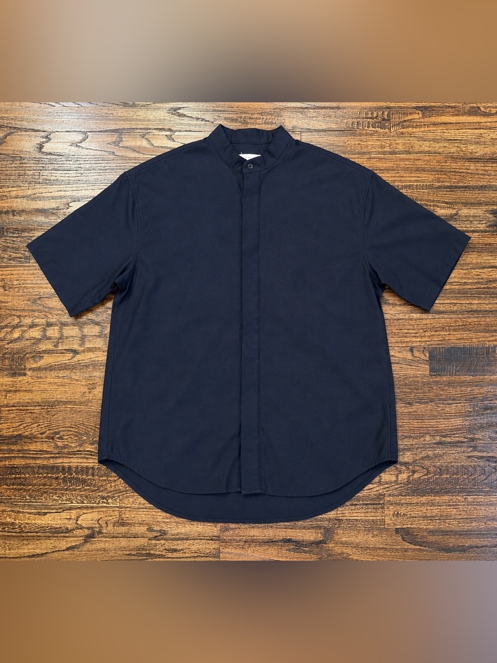 FEAR OF GOD Black Oversized Band Collar Button Up Shirt Size Small Sixth Collect